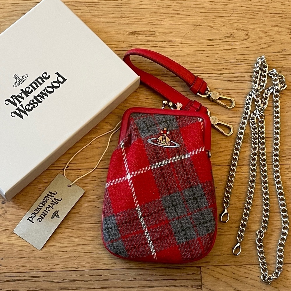 Vivienne Westwood Plaid Mini Bag Red Tartan Orb Crossbody Rare